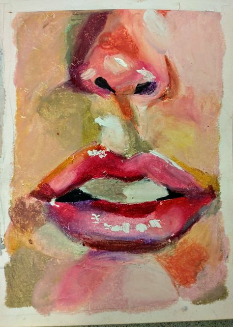 Been trying out oil pastels for the last couple of weeks Pastel Color Artwork, Oil Pastel Art Reference, Lips Oil Pastel, Oil Pastel Face, Pastel Lips, Oil Art, Oil Pastel Art, Oil Pastels, Drawing Inspo