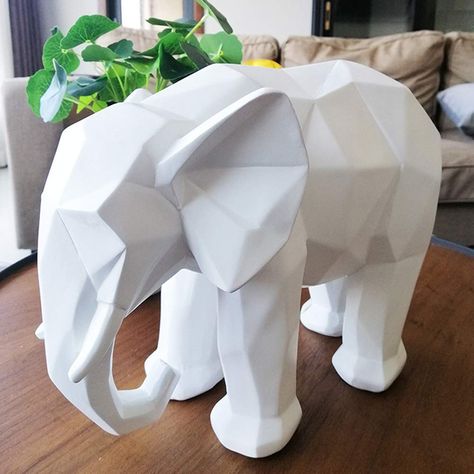 PRICES MAY VARY. Top Quality: This Home Decor is made from high quality polyresin, Relative to ceramics, Polyresin decoration is more durable, more three-dimensional, elegant and beautiful; The White Elephant Size: Approx 10*5.3*8" Inch / (25*13.5*20cm); Anti-breakage packaging: All of our Polyresin ornaments are made with exquisite anti-breakage packaging and anti-breaking foam inside, ensuring that every ceramic piece can reach the customer in perfect condition. Best Home Decor: This Originali Elephant Decoration, Geometric Elephant, China Crafts, Geometric Origami, Elephant Ornament, Geometric Sculpture, Elephant Sculpture, Elephant Statue, Elephant Decor