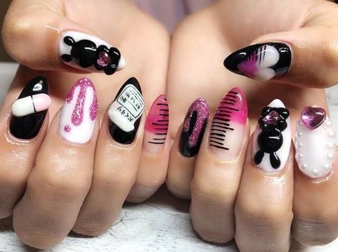 Kawaii Nail Art, Nails 2017, Anime Nails, Yami Kawaii, Really Cute Nails, Pretty Gel Nails, Kawaii Nails, Dream Nails, Floral Nails