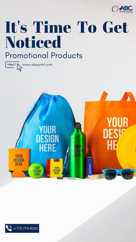 ABC printing company has successfully delivered thousands of promotional printing projects on time for over 50 years. Contact us today for promotional products printing services in Chicago at economical rates. #printads #printing #printingservice #prints #advertising #advertisement #printagency #commercialprinting #bottles #bags #chicago Business Promotional Gifts, Advertising Graphics, Business Poster, Packaging Company, Promotional Flyers, Commercial Printing, Graphic Design Ads, Advertising Company, Promotional Products Marketing