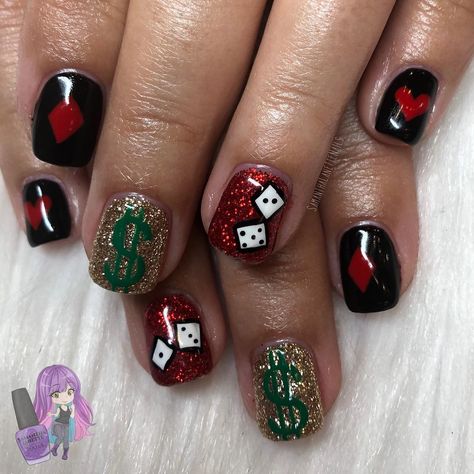 Las Vegas, Las Vegas Nails Designs, Vegas Nail Art Designs, Casino Nails Las Vegas, Jackpot Nails, Las Vegas Nails Ideas Short, Poker Nails Design Las Vegas, Casino Nails Designs 777, Nail Designs For Vegas