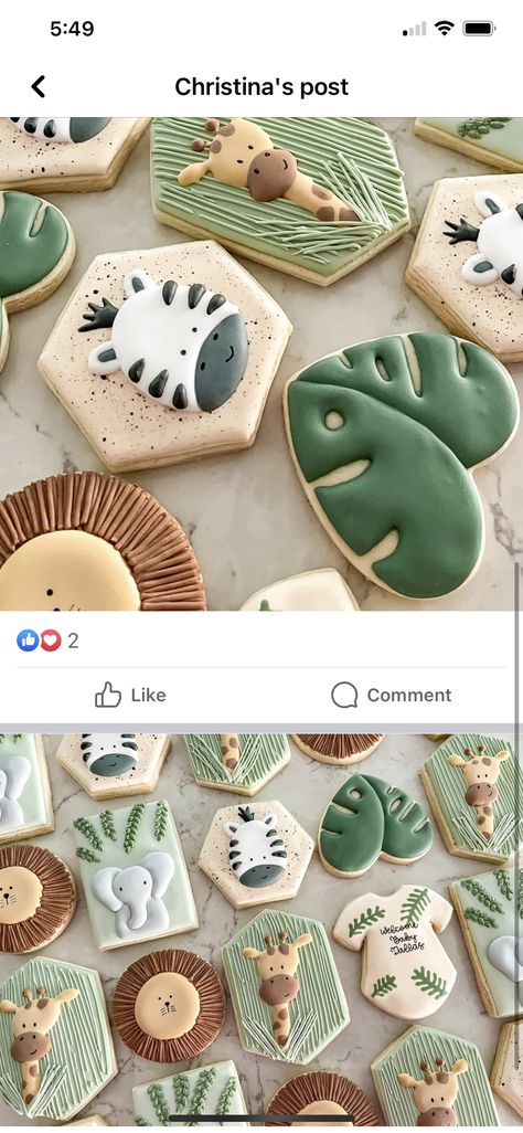 Safari Cookies, Baby Dinner, Royal Icing Sugar, Animal Cakes, Pretty Cookies, Baby Lion, Animal Cookies, Cookies Decorated, Baby Shower Cookies