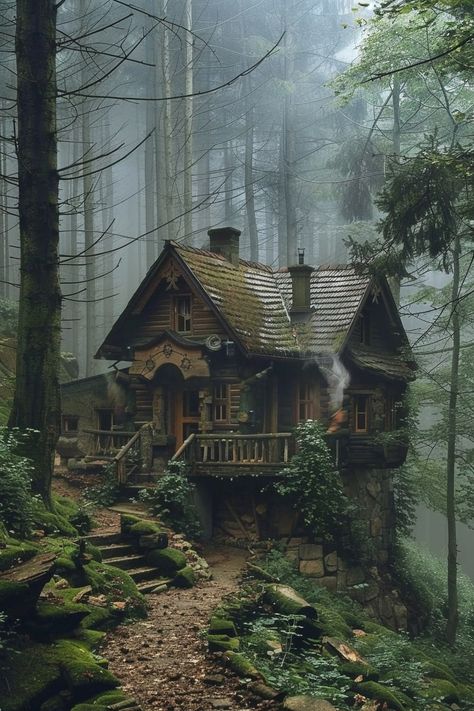 Hobbit Cabin, Forest Cottage Interior, Witch Cottage Aesthetic, Cottage In Forest, Witchy Houses, Fairytale Woods, Delaney Core, Cottages In The Woods, House In Forest