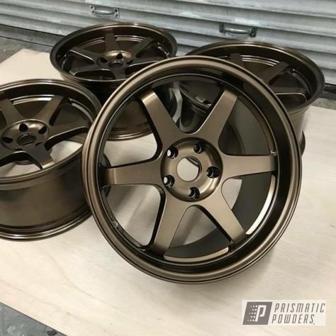 Powder Coated in BRONZE CHROME. See more of POWDER COATING TECHNOVATION projects at PrismaticPowders.com along with 1,000’s of other Powder Coating colors. Powder Coated Wheels, Bronze Wheels Cars, Cool Rims For Cars, Chevy Wheels, Car Vinyl Graphics, Lettering Stickers, All Terrain Tires, Jdm Wheels, Bronze Wheels