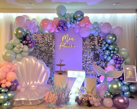 Princess Ariel Decorations, 1st Birthday Mermaid Theme Decoration, Princess 1st Birthday Party Decoration, Mermaid Theme Birthday Party Decorations, Mermaid Baby Shower Decorations, Ariel Birthday Party, Ocean Birthday Party, 1st Birthday Girl Decorations, Mermaid Birthday Party Decorations