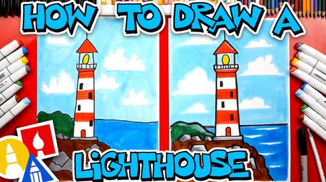 Follow along with us and learn how to draw a lighthouse! Art Supplies This is a list of the supplies we used, but feel free to use whatever you have in your home or classroom. Sharpie (or something to draw with) Paper (we use marker paper) Markers to color with (we use Bianyo) Colored pencils … Draw A Lighthouse, Lighthouse Keepers Lunch, Well Ideas, Lighthouse Drawing, Lighthouse Crafts, Art For Kids Hub, Lighthouse Art, Marker Paper, Jr Art