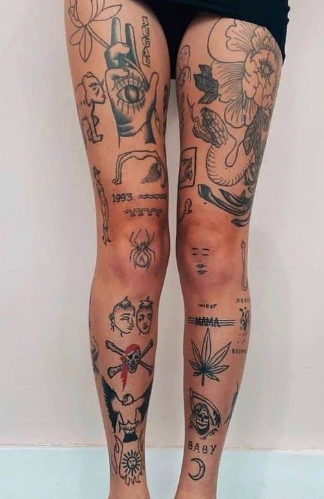 50 Patchwork Tattoos to Make You Start a Sleeve - Body Artifact Tattoo Bein Frau, Front Thigh Tattoos, Half And Full Sleeve Tattoos, Patchwork Tattoos, Cute Thigh Tattoos, Patchwork Tattoo Ideas, Full Leg Tattoos, Torso Tattoos, Patchwork Tattoo