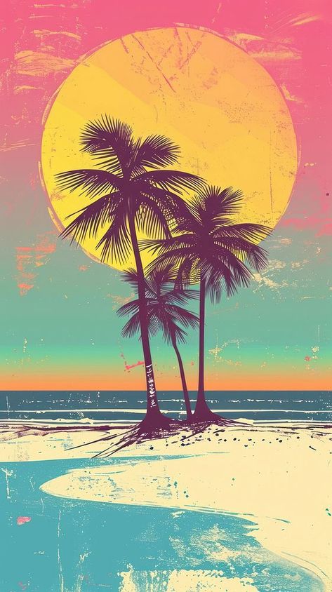 Tropical Background Wallpapers, Beach Wallpapers For Iphone, Tropical Wallpaper Iphone, Tropical Beach Wallpaper, Tropical Pictures, Surfing Wallpaper, Beachy Wallpapers, Retro Surf Art, Beach Tree