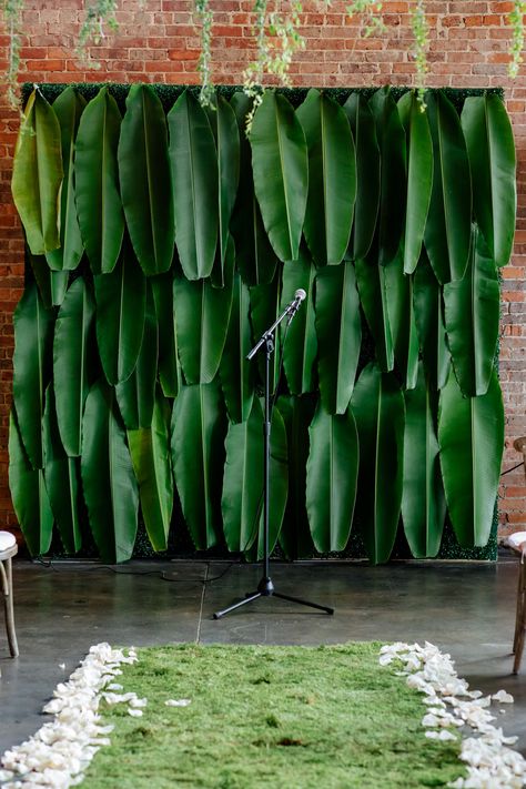 Corporative Events, Modern Wedding Ceremony, Fiesta Tropical, Wedding Ceremony Backdrop, Tampa Wedding, Wedding Activities, Paper Butterflies, Ceremony Backdrop, Leaf Decor