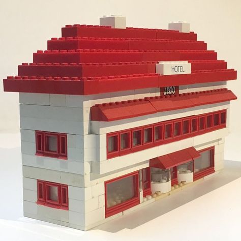 Our Vintage Lego Collection Lego Hotel, Lego Collection, Lego Display, Vintage Lego, Roof Lines, Petrol Station, Lego Pieces, Filling Station, Brick Colors