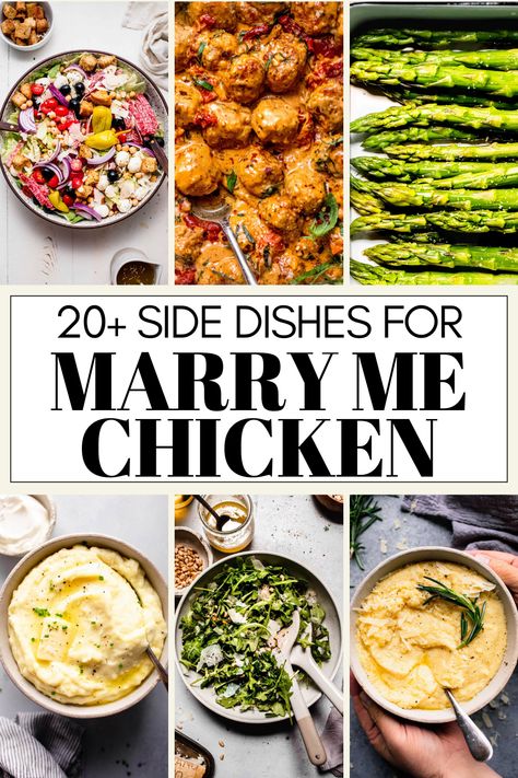 Wondering what the best side dishes to serve with Marry Me Chicken are? I’ve got you covered with this handy guide. From salads, to vegetables, starches and more. Sides For Roast Chicken Dinner, Marry Me Chicken Side Dish, What To Serve With Marry Me Chicken, Sides For Marry Me Chicken, Marry Me Chicken Sides, Chardonnay Food Pairing, Chicken Sides, Marry Me Chicken Recipe, Sides For Chicken