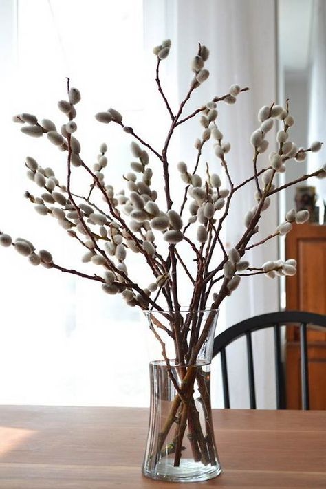 Amazing-Willow-Décor-Ideas-For-This-Spring_43 Spring Decoration, Willow Branches, Spring Family, Clear Glass Vases, Deco Floral, Jive, Tall Vases, Arte Floral, Garden Flowers