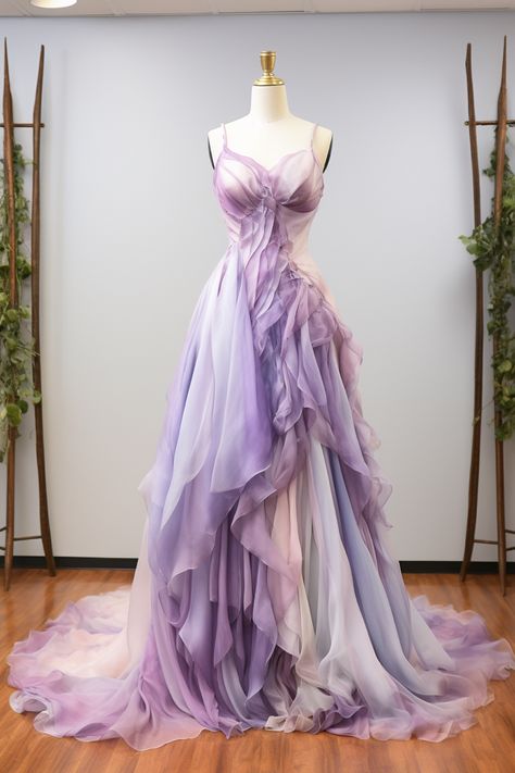 Lavender flower inspired gown Light Purple Flowy Dress, Elegant Fairy Dress, Lilac Fairy Dress, Purple Fairy Wedding Dress, Lavender Fantasy Dress, Purple Ethereal Dress, Lavender Fairy Dress, White And Purple Wedding Dress, Fairy Bridesmaid Dresses