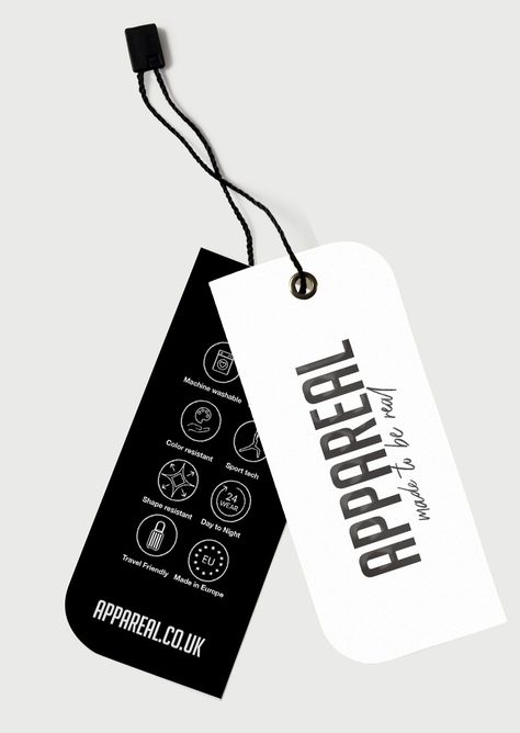 Designs | Design packaging for ethical high-tech fashion label | Product packaging contest Hand Tag Design Clothing, Fashion Brand Packaging Design, Cloth Tag Design, Handtag Labels Design, Fashion Branding Design Packaging, Hang Tag Design Clothing Labels, Hangtag Design Fashion, Hangtag Design Clothing, Tag Design Clothing