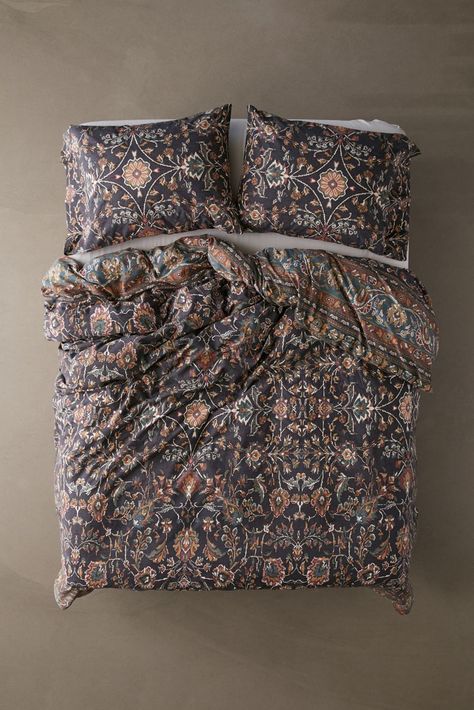 Mazakeen Rug Print Duvet Set | Urban Outfitters Rug Print, Firm Pillows, Floral Duvet Cover, Floral Duvet, Apartment Life, Redecorate Bedroom, Cotton Duvet Cover, Bedroom Collection, Slate Grey