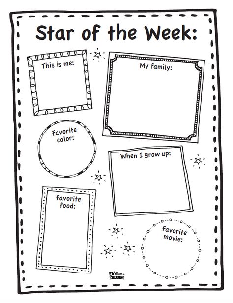 The perfect first week of school activity! Have each of your students fill our the Star of the Week printable by answering the questions, and expressing themselves through coloring the page. Display one each week so everyone can get to know them better! Preschool Student Of The Week, Student Of The Week Preschool, Preschool Star Student Of The Week Ideas, Star Student Preschool, Star Student Of The Week Ideas, Student Of The Week Bulletin Board, Star Of The Week Poster Ideas Preschool, Star Student Ideas, Star Of The Week Poster Ideas