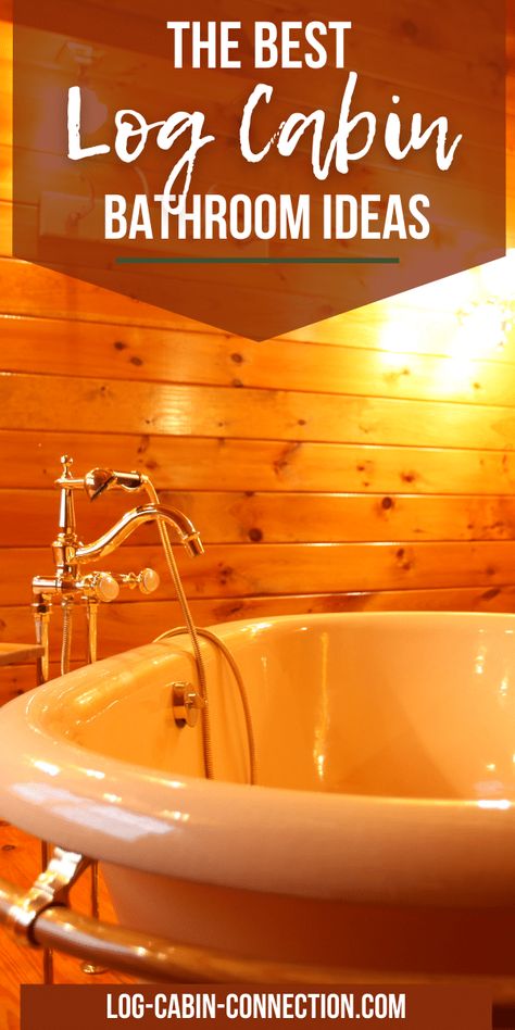 These log cabin bathroom ideas lend you the perfect combination of style and functionality that are worth implementing in your own log cabin. Log Cabin Bathroom Rugs, Log Bathroom Ideas, Log House Bathroom Ideas, Log Cabin Homes Interior Bathroom, Log Cabin Bathroom Ideas Rustic, Knotty Pine Bathroom Ideas, Cabin Bathrooms Ideas, Log Cabin Interior Paint Colors, Log House Bathroom