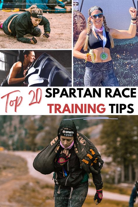 Top 20 Spartan Training Hacks to Finish Your First Race - Messy Bun Traveler Spartan Race Workout, Obstacle Course Training Workouts, Spartan Training Plan Beginner, Ocr Training Plan, Spartan Training Workout, Training For A Spartan Race, How To Train For A Spartan Race, Spartan Race Training For Beginners, Obstacle Course Racing