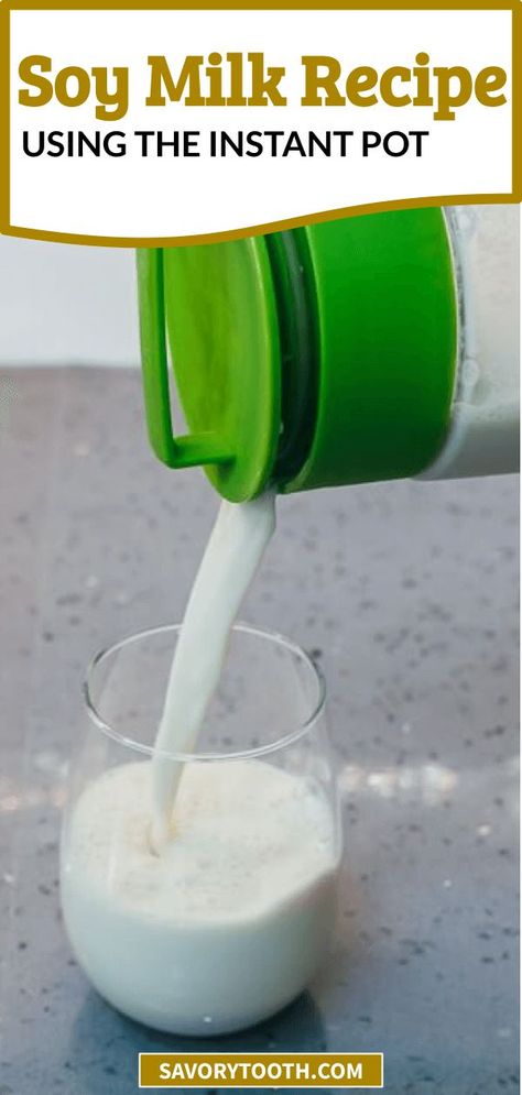 This is a homemade soy milk recipe that yields a creamy consistency and a delicious fresh flavor. The only ingredients you need are soybeans, water, and baking soda. Instant Pot Soy Milk, Soy Milk Recipes, Homemade Soy Milk, Almond Cow, Healthy Veggie, Embroidery Scarf, Nut Milk Bag, Dairy Free Yogurt, Powder Recipe