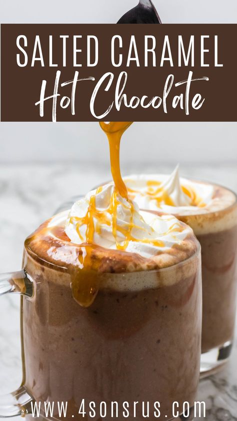 Caramel Crockpot, Caramel Hot Chocolate Recipe, Caramel Hot Chocolate, Creamy Hot Chocolate, Salted Caramel Hot Chocolate, Salted Carmel, Crockpot Hot Chocolate, Recipes Authentic, Cozy Drinks