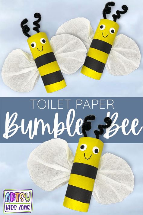 Bumble Bee Toilet Paper Roll Craft, Bee Toilet Paper Roll Craft, Toilet Paper Roll Bee, Fair Week, Bumble Bee Craft, Bee Hive Craft, Adaptive Art, Bee Craft, Bee Activities