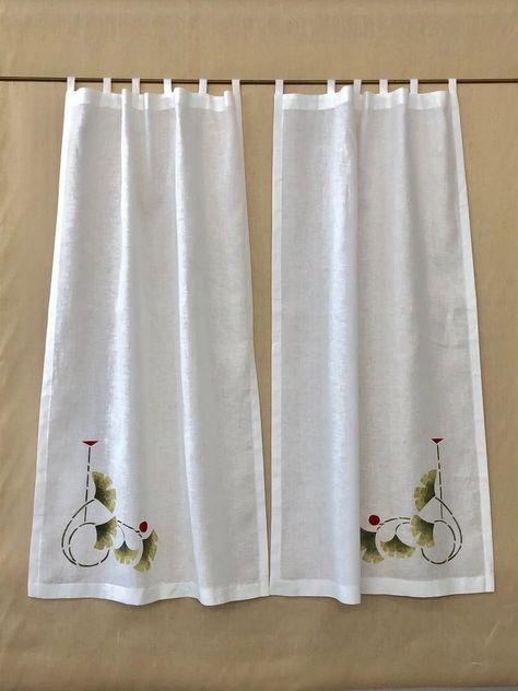 Custom Textiles for Home Interiors - Melton Workroom Hand Painted Curtains, Gingham Curtains, Fabric Roller Shades, Natural Curtains, Curtains Diy, Hand Painted Pillows, Painted Curtains, Rose Stencil, Small Curtains