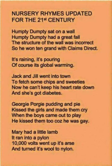 Nursery rhymes for 21st century Funny Rymes, Funny Nursery Rhymes, Weather Memes, Funny Weather, Funny Poems, Jokes And Riddles, Funny Thoughts, Funny Jokes For Adults, Jokes Quotes