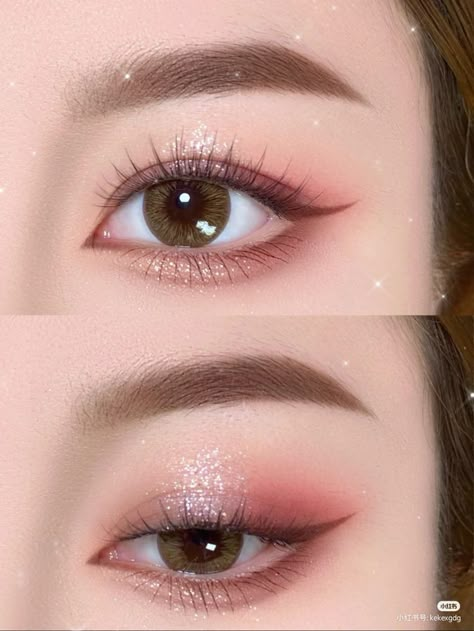 Uzzlang Eye Makeup, Korean Idol Makeup Look, Subtle Red Eye Makeup, Graduation Look Makeup, Korean Wedding Makeup, Eye Makeup Korean, Membentuk Alis, Korean Eye, Cute Eye Makeup