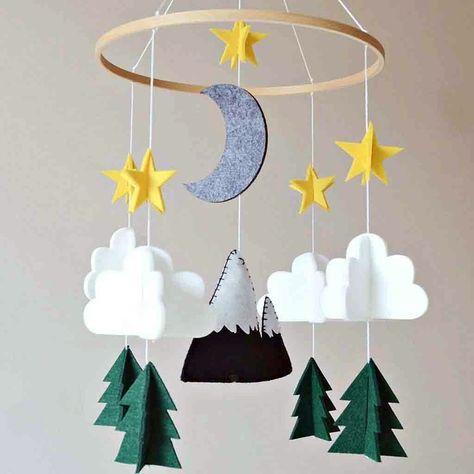 Accessories you need in your adorable woodland nursery— Baby Crib Mobile Hanging Ornament Room Interior Colour, Mobile Decoration, Hanging Crib Mobile, Night Nursery, Crib Accessories, Hanging Crib, Woodland Mobile, Girl Woodland, Cot Mobile