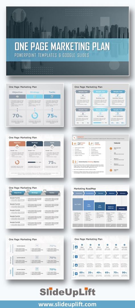 One Page Marketing Plan Templates | SlideUpLift Yearly Marketing Plan Template, One Page Marketing Plan Template, Marketing Slides Presentation, Marketing Budget Plan, Marketing Analysis Template, 1 Page Marketing Plan, Marketing Presentation Ideas, Strategy Document Design, Marketing Strategy Plan Template