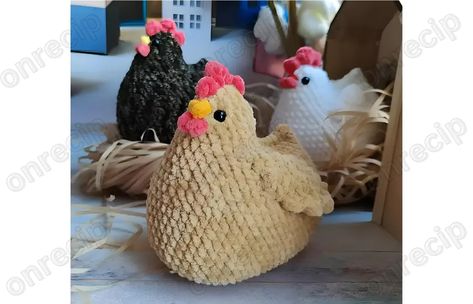 Crochet Chicken Wing Pattern, Crochet Chicken Wing, Sewing Chicken Projects, Chicken Plushie Crochet, Free Crocheted Animal Patterns, Crochet Chicken With Eggs Inside, Small Crochet Chicken Pattern Free, Crochet Plush Chicken Pattern Free, Crocheted Rooster Pattern