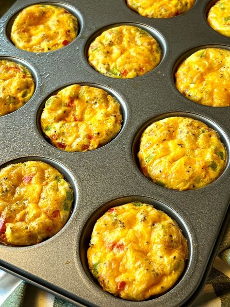 Sausage and Cheese Egg Muffins Cupcake Pan Breakfast Recipes, Egg Sausage Cups, Egg Sausage Muffins, Sausage Egg And Cheese Muffins, Sausage Egg Bites, Sausage Egg Cheese Muffins, Mini Breakfast Casserole, Sausage Cheese Muffins, Baked Egg Muffins