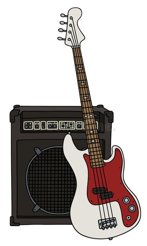 How To Draw Electric Guitar, Rock Guitar Drawing, Bass Instrument Drawing, Bass Guitar Drawing Simple, Bass Guitar Drawing, Bass Guitar Tattoo Ideas, Anime Bass Guitar, Bass Guitar Painting, Bass Guitar Tattoo