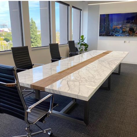 Marble Conference Table by Angel City Woodshop seen at The Accident Guys, Los Angeles | Wescover Marble Conference Table, Meeting Room Table Design, Conference Room Table Design, Room Table Design, Conference Table Design, Meeting Table Office, Office Reception Design, Conference Room Design, Modern Conference Table