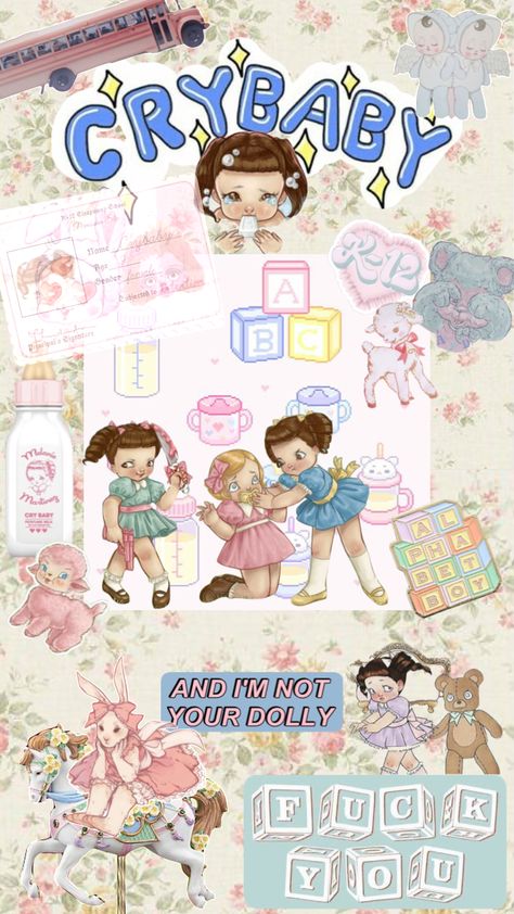 Melanie Martinez Aesthetic Wallpaper Ipad, Melanie Martinez Wallpaper For Ipad, Crybabycore Wallpaper, Crybabycore Aesthetic, Melanie Martinez Collage, Melanie Martinez Collage Wallpaper, Melanie Martinez Posters Cry Baby, Funny Screen Savers, Melanie Martinez Lyrics