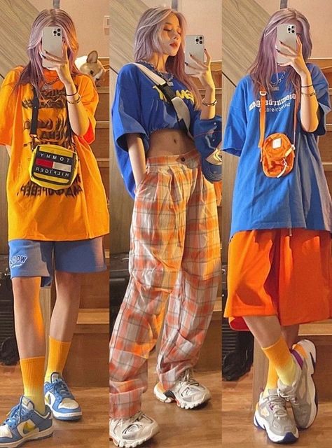 Outfit Ideas Colorful Combinations, Colorful Oversized Outfit, Concert Outfit Ideas Colorful, Colorful Baggy Outfits, Colourful Streetwear, Colorful Streetwear, Outfits Colorful, Turn Back Time, Concert Outfit Ideas