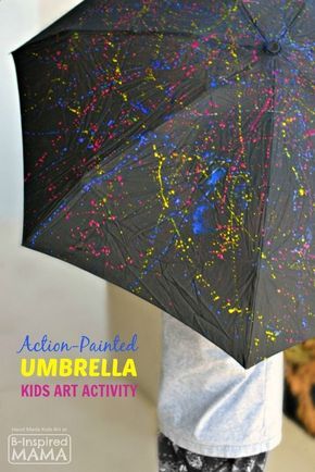 Painted Umbrella, Fun Ideas For Kids, Umbrella Art, Painting Activities, Kids Exploring, Art Activity, Action Painting, Art Activities For Kids, Jackson Pollock