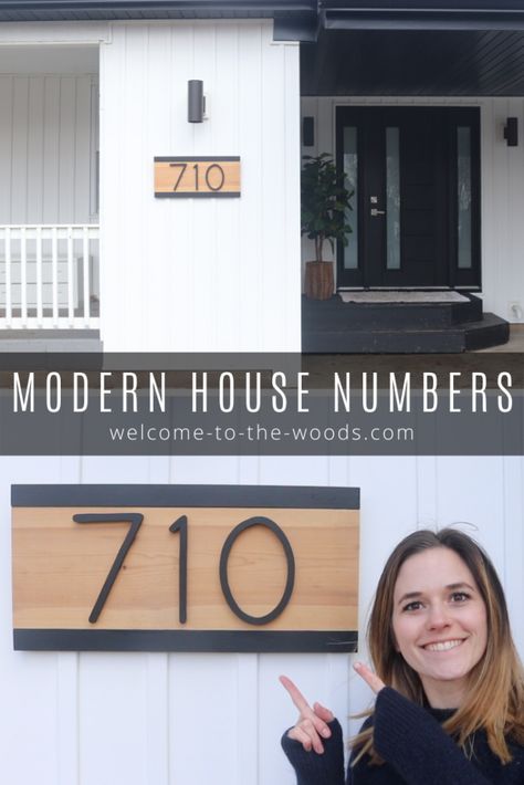 Farmhouse House Numbers, Diy House Numbers, Farmhouse Address Sign, Diy Address Sign, Modern House Number Sign, Increase Curb Appeal, Modern House Numbers Sign, House Numbers Diy, Improve Curb Appeal