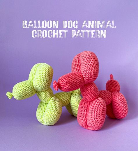 Crochet Pattern Balloon Dog Animal Patroon Voor Een Gehaakte - Etsy How To Make Balloon Animals, Crochet Balloon Animal, Crochet Balloon Dog, Balloon Crochet, Dog Balloon, Dog Crochet Pattern, Minion Christmas, Dog Crochet, Christmas Crochet Pattern