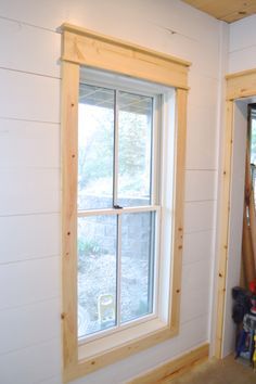 DIY shiplap walls and farmhouse trim - NewlyWoodwards Farmhouse Trim, Shiplap Wall Diy, Shiplap Walls, Diy Shiplap, Ship Lap Walls, Farmhouse Bathroom, The Floor, Living Room Wall, Bedroom Wall