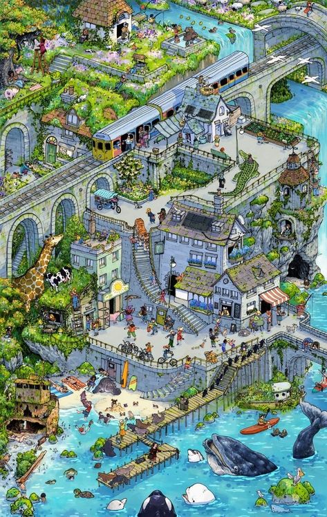 Concept Art World, Isometric Art, Fantasy City, Fantasy Art Landscapes, 판타지 아트, Environment Concept Art, Anime Scenery Wallpaper, Current Affairs, Fantasy Landscape