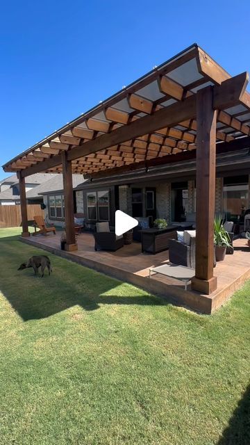 Cover Your Pergola on Instagram: "30x14 SkyPoly Pergola COMPLETE✅ in Argyle. Let through TONS of light. Block the elements. Elevate your space. Pergola and patio cover! DM us or text 972-342-1645 to quote! #pergola #patiocover #skypoly #skypolypergola #pergoladesign #patioideas #backyardideas" Patio Pergola Ideas Attached To House, Covered Pergola Patio, Roof Riser, Covered Patio Plans, Backyard Covered Patios, Patio Plans, Cedar Pergola, Metal Pergola, Backyard Gazebo