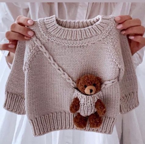 Embroidery Sweaters, Cardigan Til Baby, Teddy Bear Sweater, Fiber Crafts, Baby Sweater Patterns, Crochet Baby Cardigan, Baby Sweater Knitting Pattern, Crochet Baby Clothes, Crochet Cardigan Pattern