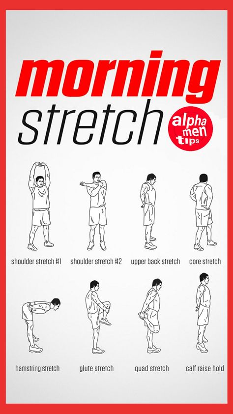 Morning Stretches For Men, Stretches For Men, Upper Back Stretches, Core Stretches, Quad Stretch, Morning Stretches, Men Tips, Hamstring Stretch, Shoulder Stretch