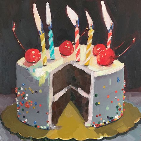 Cake Painting, Cake Drawing, New Mommy, Food Painting, Oil Pastel Art, Gouache Art, Painted Cakes, Arte Inspo, Ap Art