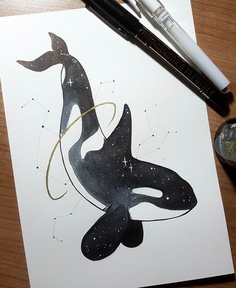 Orca Art, Orca Tattoo, Whale Drawing, Orca Whale, Whale Art, Whales, Ink Art, Cool Drawings, Doodle Art