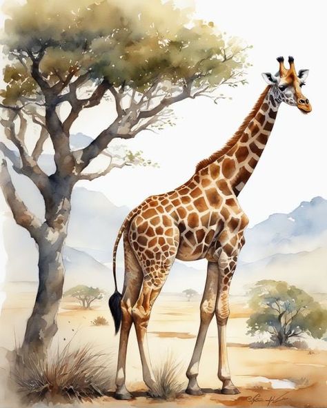 Safari Mural, Giraffe Photography, Giraffe Facts, Giraffe Watercolor, Giraffe Photos, Giraffe Drawing, Giraffe Pictures, Giraffe Illustration, Safari Art