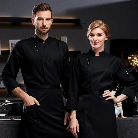 Premium Workshop Uniforms Men | Long Sleeve Chef Coats and Short Sleeve Restaurant Kitchen Staff Shirts, Men's, Size:XXXL, Black Work Clothes Men, Bar Uniform, Chief Clothes, Waiter Uniform, Catering Kitchen, Restaurant Uniforms, Hotel Uniform, Chef Wear, Chef Uniform