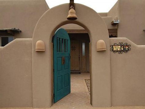 96 Herrada Rd, Santa Fe, NM 87508 #Madeira Entrance Door Ideas, Santa Fe Home, Adobe Home, African House, Earthship Home, Mud House, Adobe House, Casa Country, Santa Fe Style