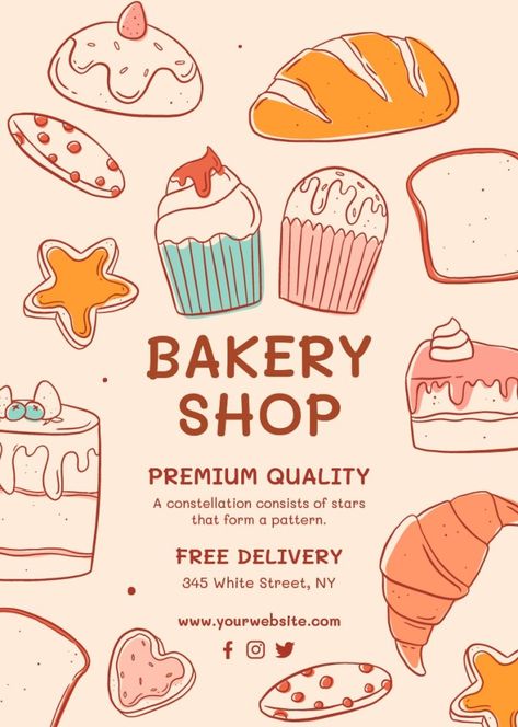 Bakery Posters Aesthetic, Bakery Shop Poster Design, Poster Design For Business, Baking Poster Ideas, Bakery Posters Design, Bakery Opening Poster, Shopping Poster Design, Cakes Poster Design, Baking Poster Design